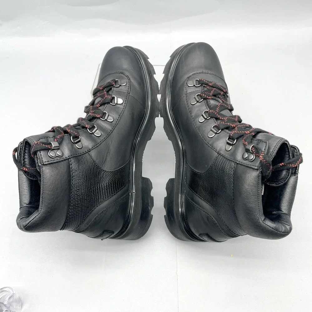 Sorel Womens 10.5 Lennox Hiker STKD Boots Shoes Black Leather Waterproof Booties